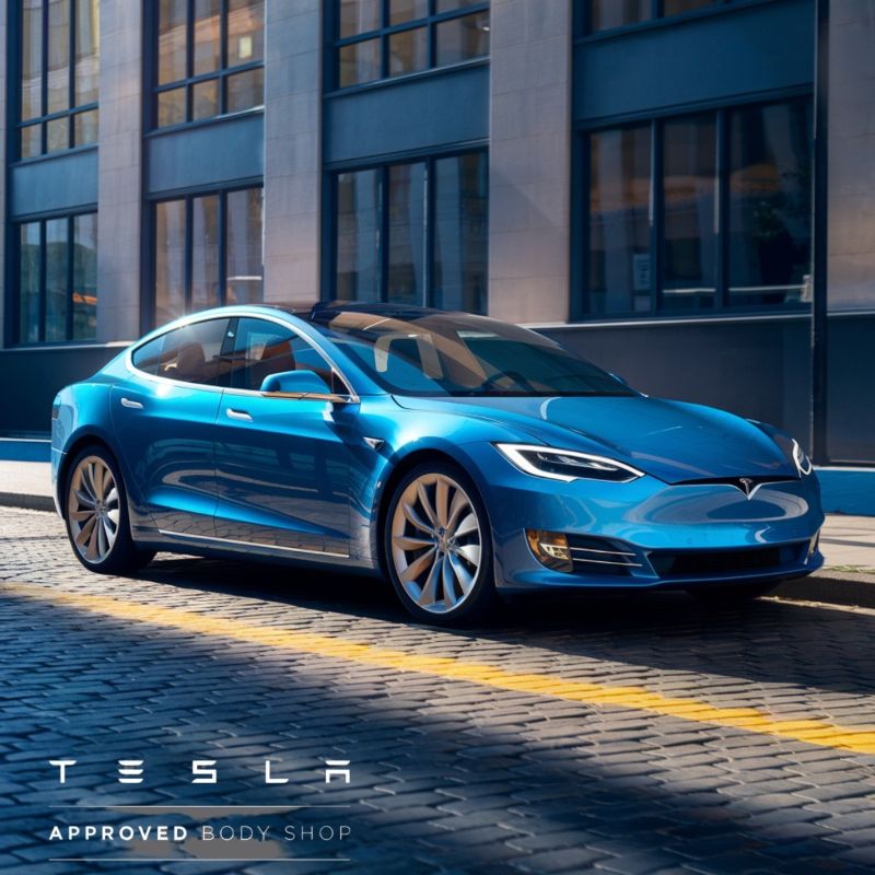 tesla approved collision repair banner